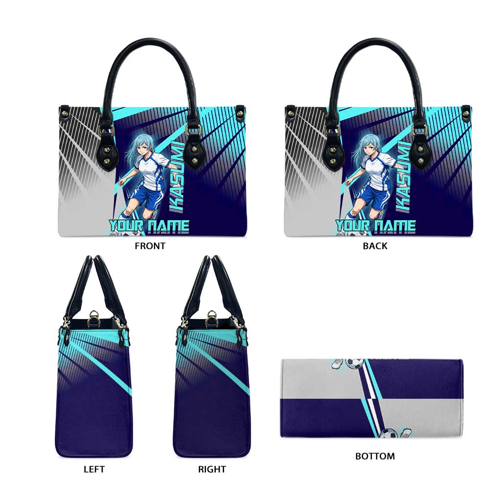 Personalized Miwa Kasumi Jujutsu Kaisen Leather Bag with Light Blue Accents and Action Pose