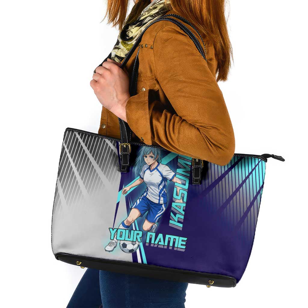 Personalized Miwa Kasumi Jujutsu Kaisen Leather Tote Bag with Light Blue Accents and Action Pose