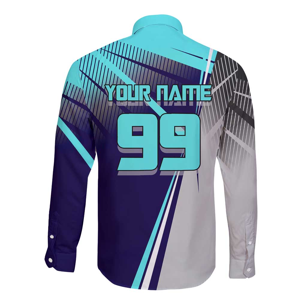 Personalized Miwa Kasumi Jujutsu Kaisen Long Sleeve Button Shirt with Light Blue Accents and Action Pose