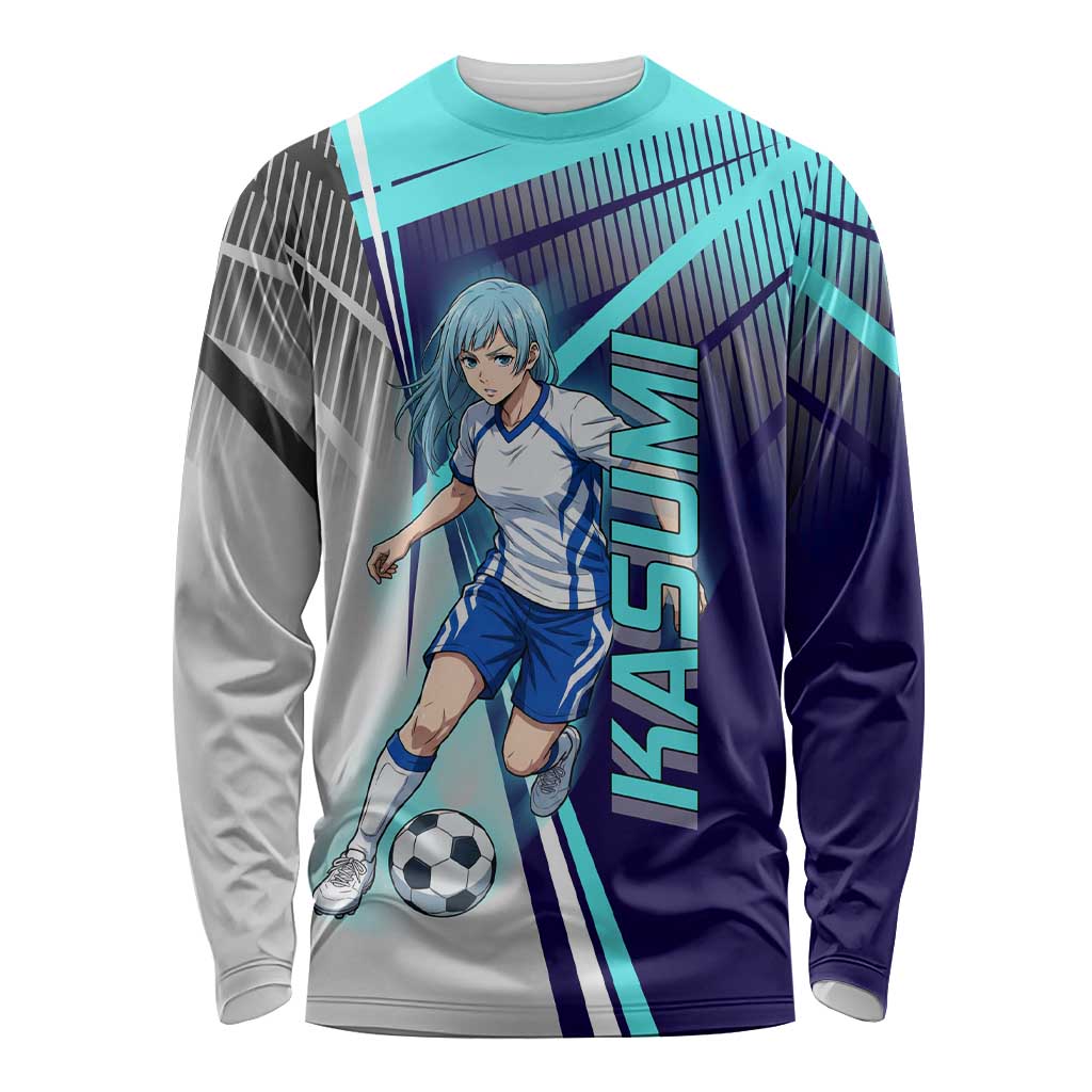 Personalized Miwa Kasumi Jujutsu Kaisen Long Sleeve Shirt with Light Blue Accents and Action Pose