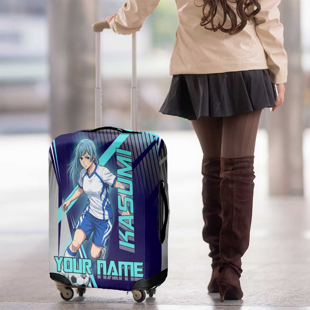 Personalized Miwa Kasumi Jujutsu Kaisen Luggage Cover with Light Blue Accents and Action Pose