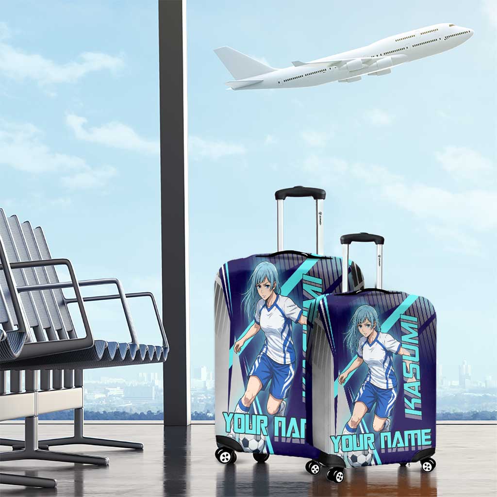Personalized Miwa Kasumi Jujutsu Kaisen Luggage Cover with Light Blue Accents and Action Pose