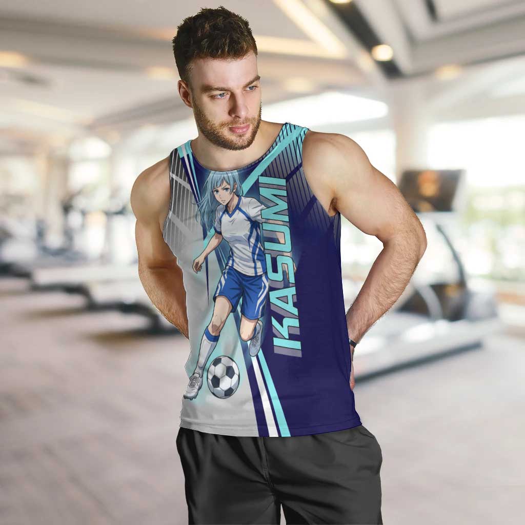 Personalized Miwa Kasumi Jujutsu Kaisen Men Tank Top with Light Blue Accents and Action Pose