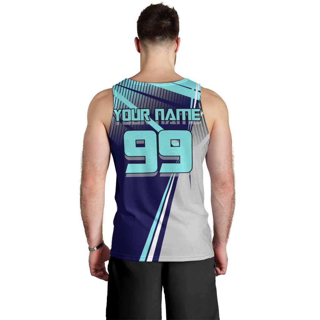 Personalized Miwa Kasumi Jujutsu Kaisen Men Tank Top with Light Blue Accents and Action Pose