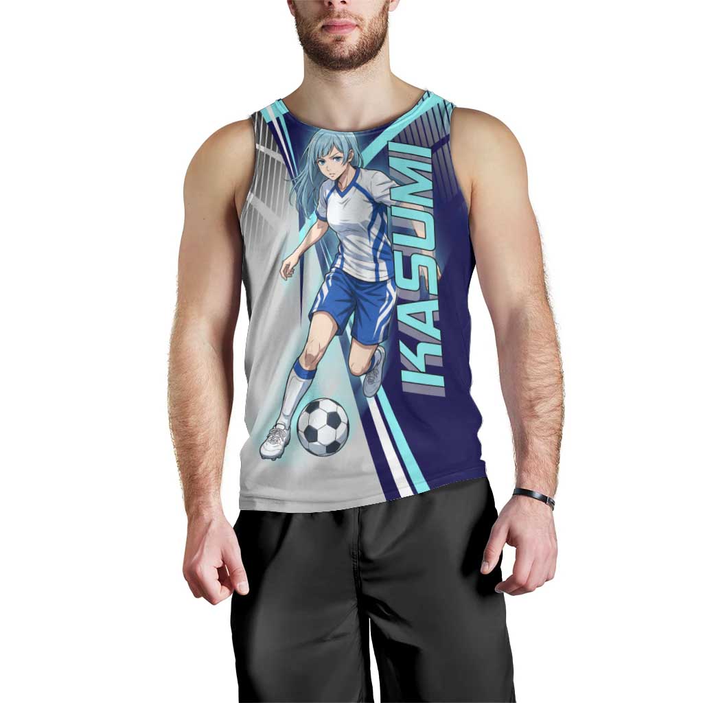 Personalized Miwa Kasumi Jujutsu Kaisen Men Tank Top with Light Blue Accents and Action Pose