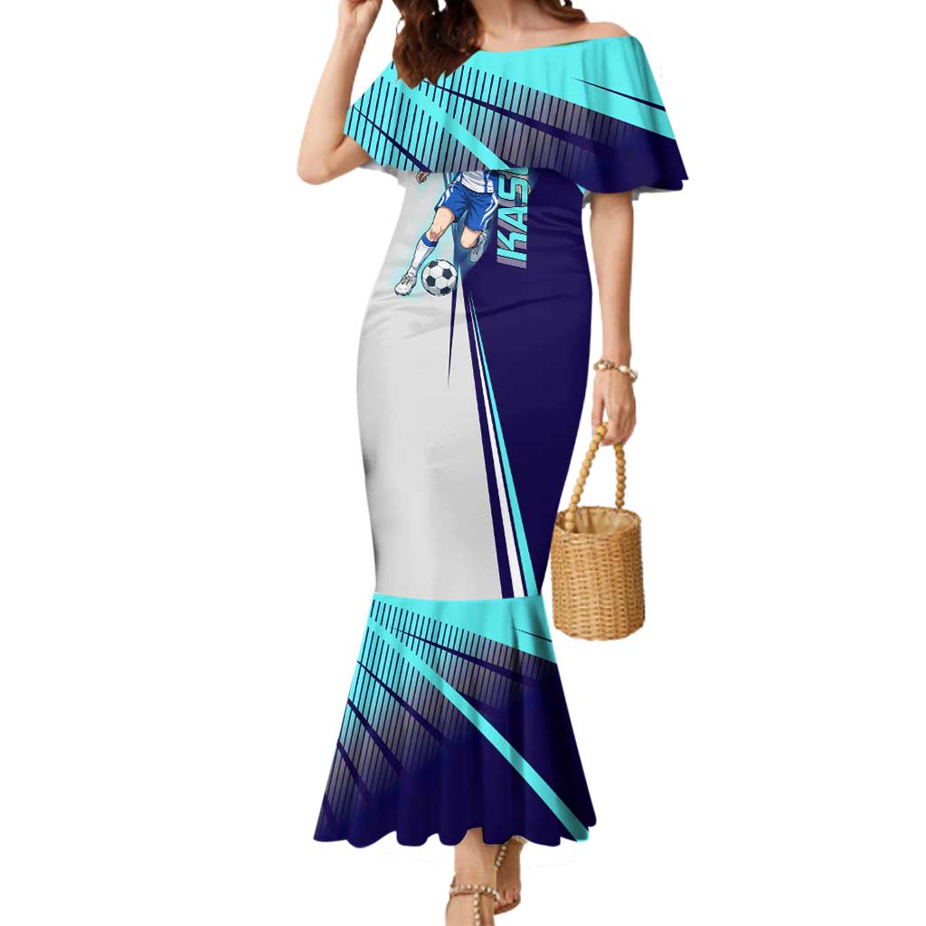 Personalized Miwa Kasumi Jujutsu Kaisen Mermaid Dress with Light Blue Accents and Action Pose