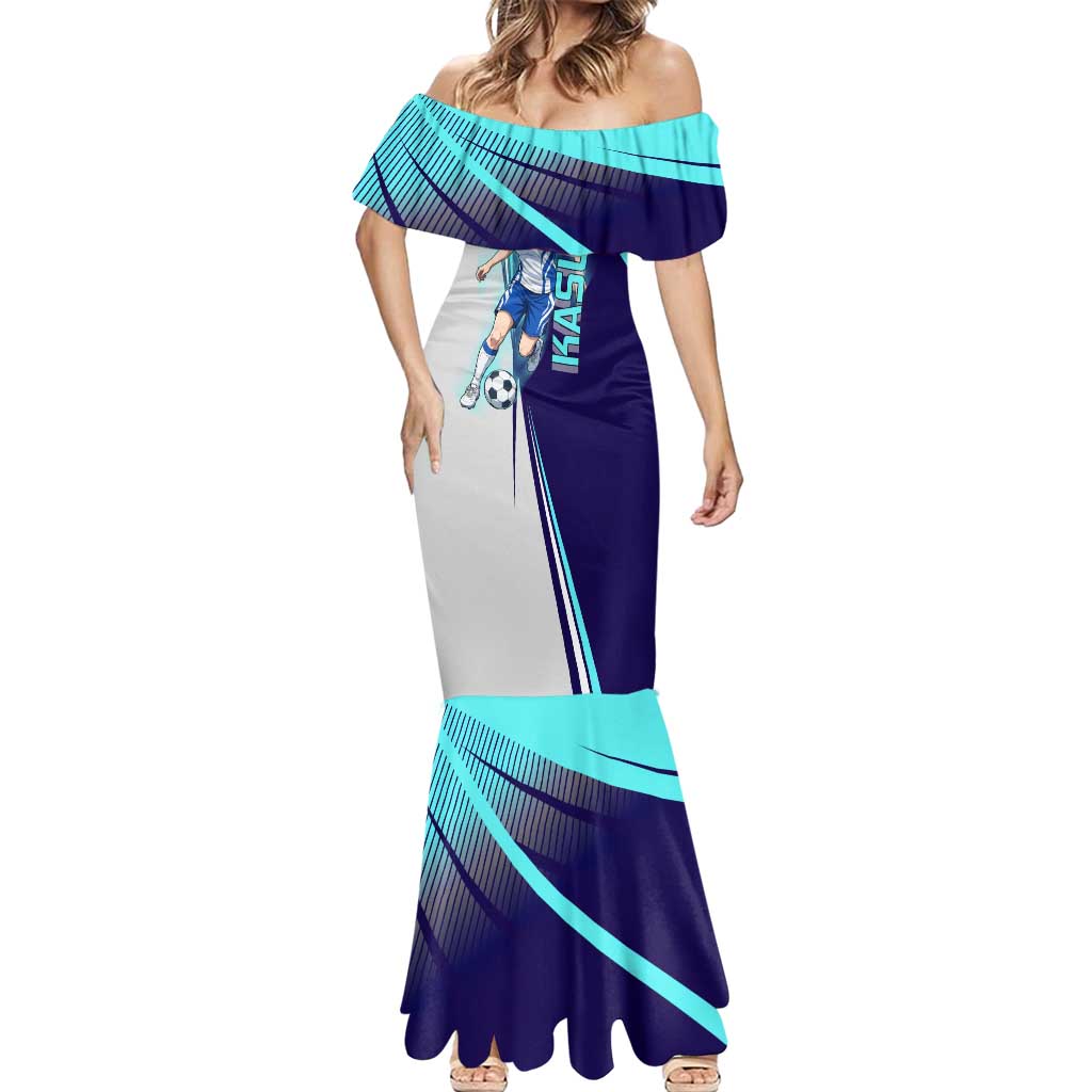 Personalized Miwa Kasumi Jujutsu Kaisen Mermaid Dress with Light Blue Accents and Action Pose