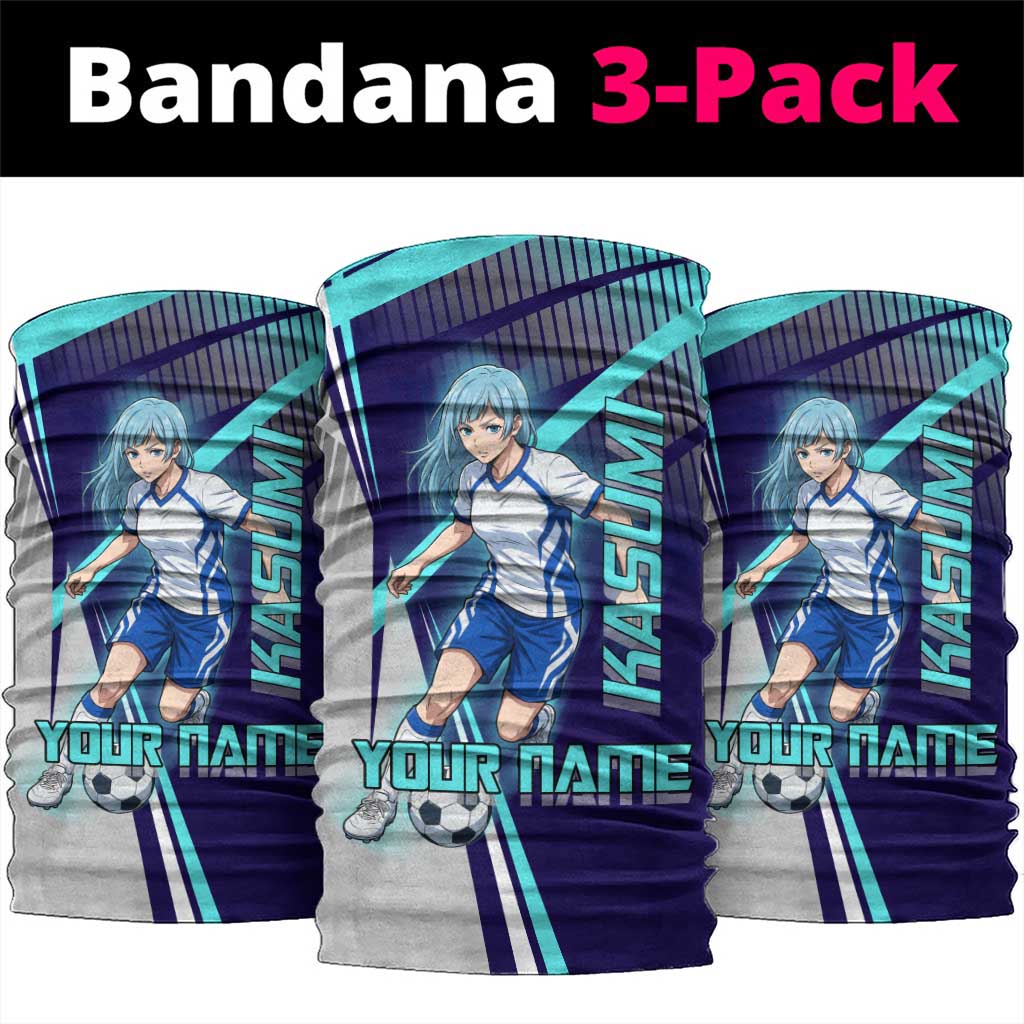 Personalized Miwa Kasumi Jujutsu Kaisen Neck Gaiter with Light Blue Accents and Action Pose