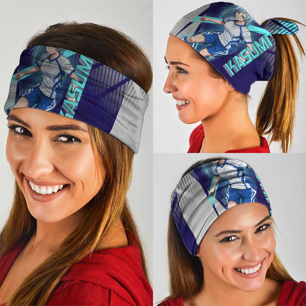 Personalized Miwa Kasumi Jujutsu Kaisen Neck Gaiter with Light Blue Accents and Action Pose