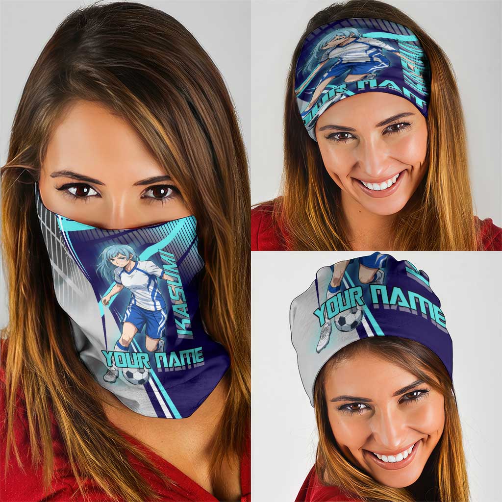 Personalized Miwa Kasumi Jujutsu Kaisen Neck Gaiter with Light Blue Accents and Action Pose