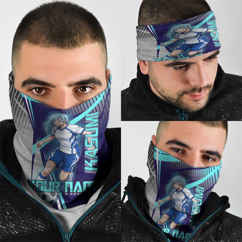 Personalized Miwa Kasumi Jujutsu Kaisen Neck Gaiter with Light Blue Accents and Action Pose