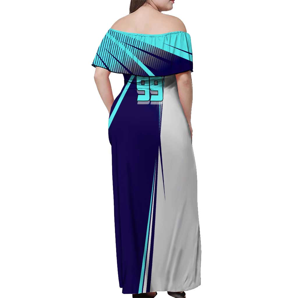 Personalized Miwa Kasumi Jujutsu Kaisen Off Shoulder Maxi Dress with Light Blue Accents and Action Pose