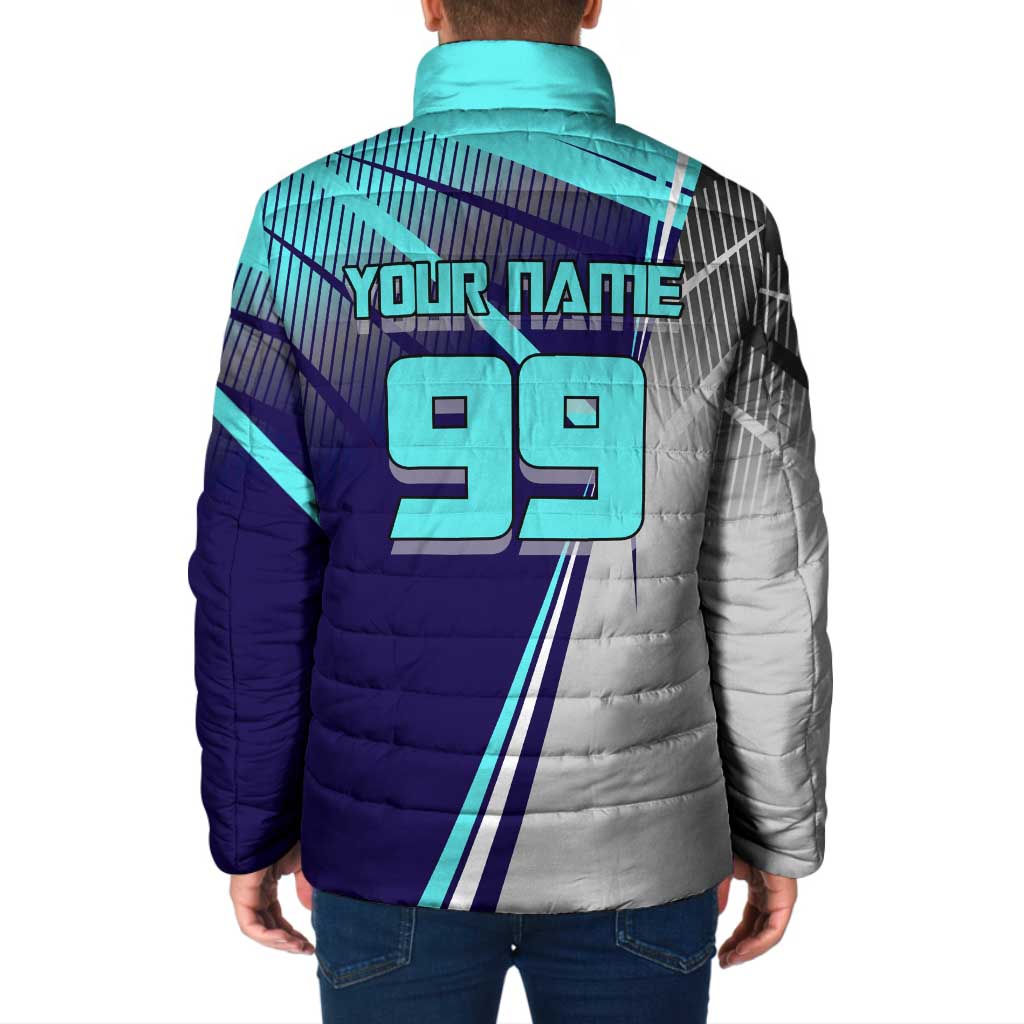Personalized Miwa Kasumi Jujutsu Kaisen Padded Jacket with Light Blue Accents and Action Pose