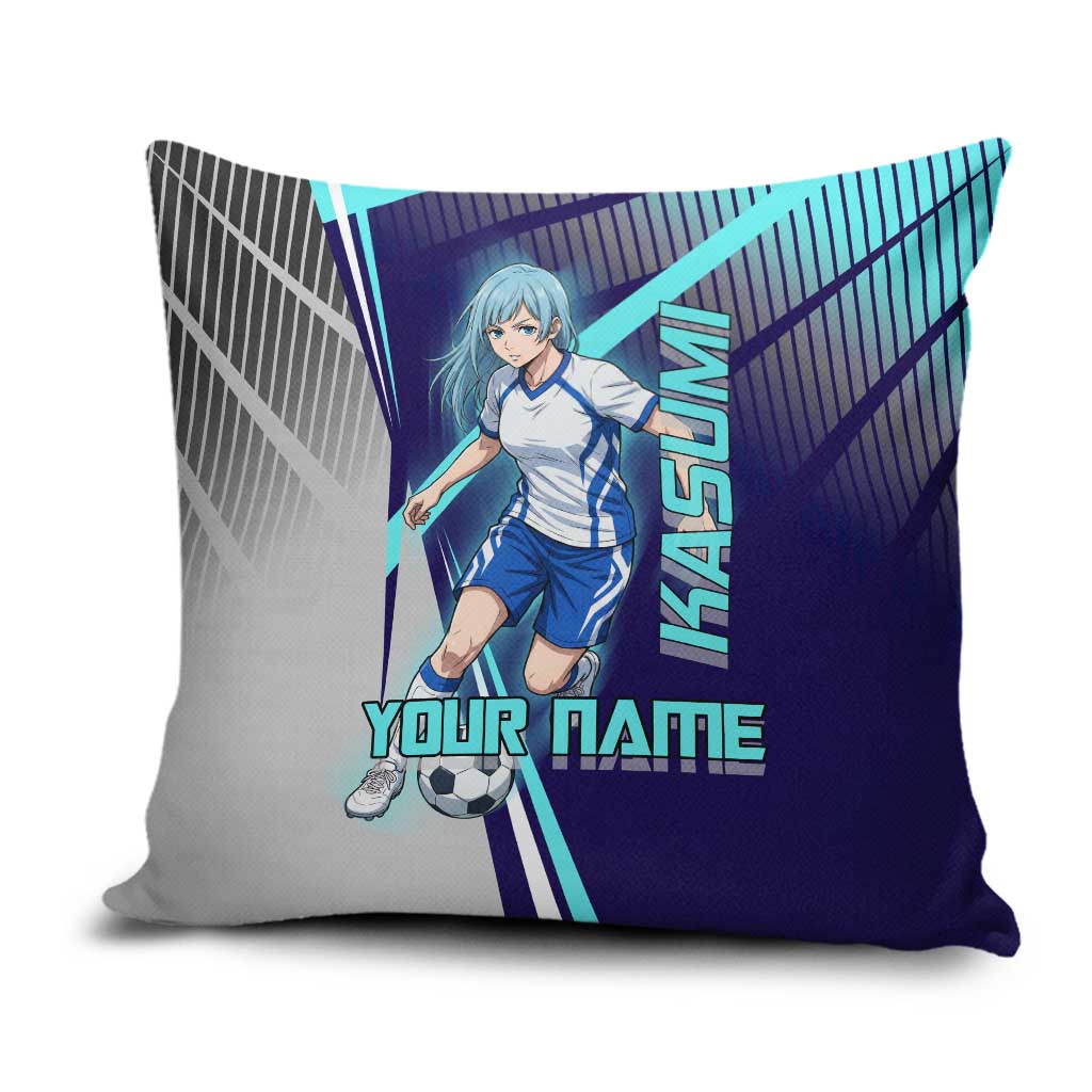 Personalized Miwa Kasumi Jujutsu Kaisen Pillow Cover with Light Blue Accents and Action Pose