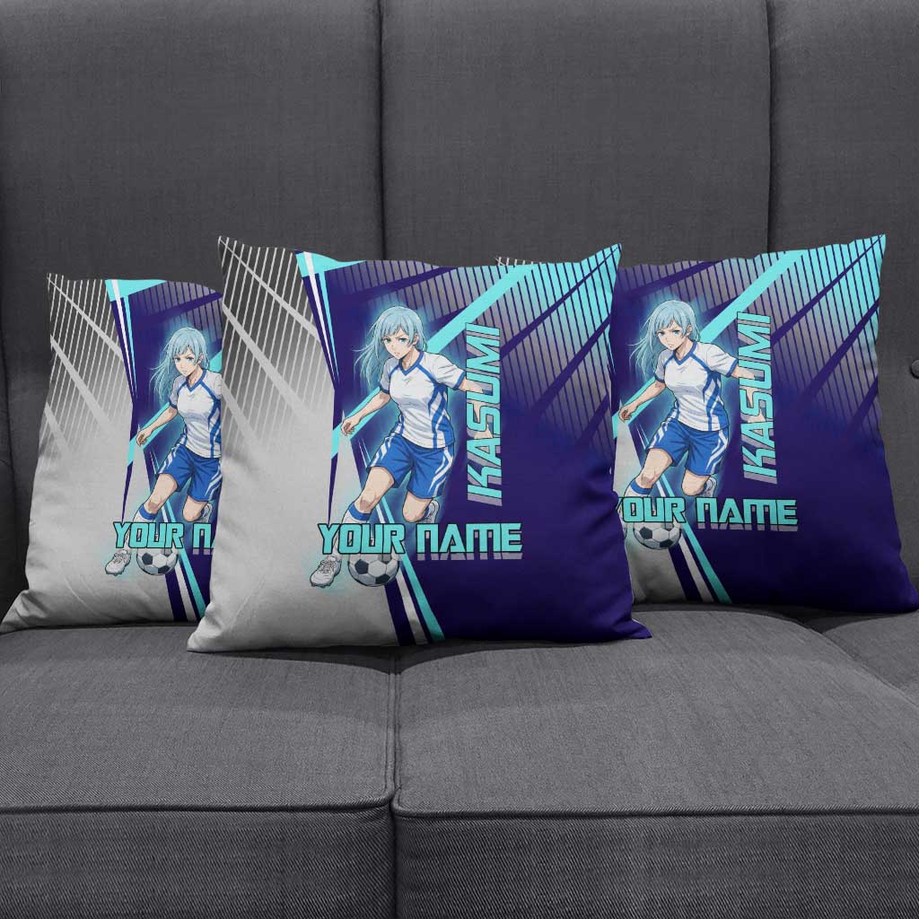 Personalized Miwa Kasumi Jujutsu Kaisen Pillow Cover with Light Blue Accents and Action Pose