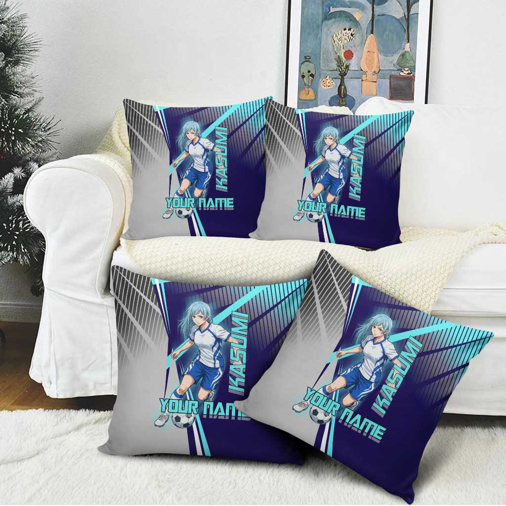 Personalized Miwa Kasumi Jujutsu Kaisen Pillow Cover with Light Blue Accents and Action Pose