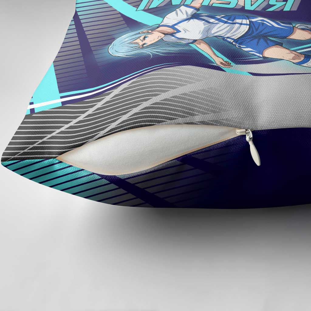 Personalized Miwa Kasumi Jujutsu Kaisen Pillow Cover with Light Blue Accents and Action Pose