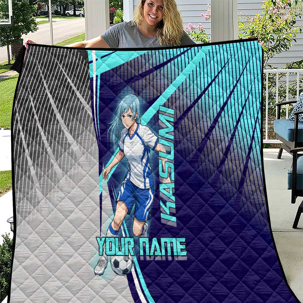Personalized Miwa Kasumi Jujutsu Kaisen Quilt with Light Blue Accents and Action Pose