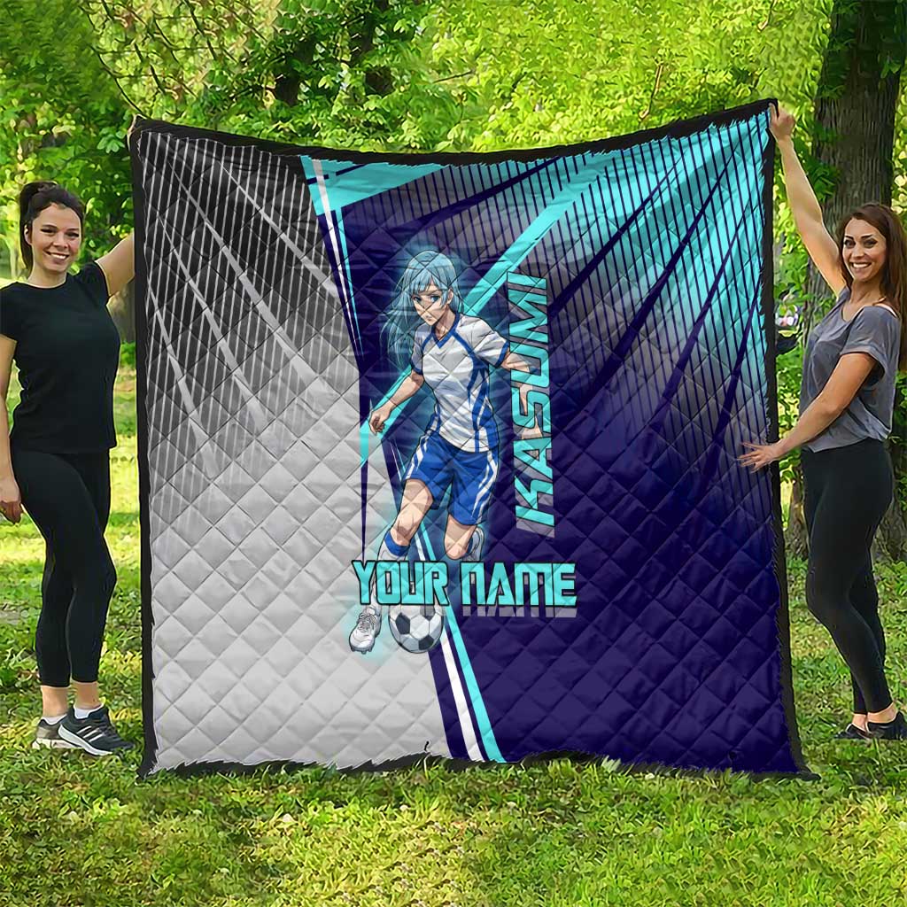 Personalized Miwa Kasumi Jujutsu Kaisen Quilt with Light Blue Accents and Action Pose