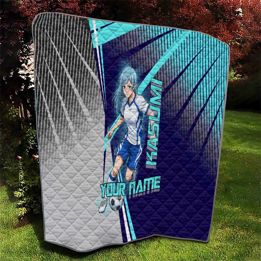 Personalized Miwa Kasumi Jujutsu Kaisen Quilt with Light Blue Accents and Action Pose