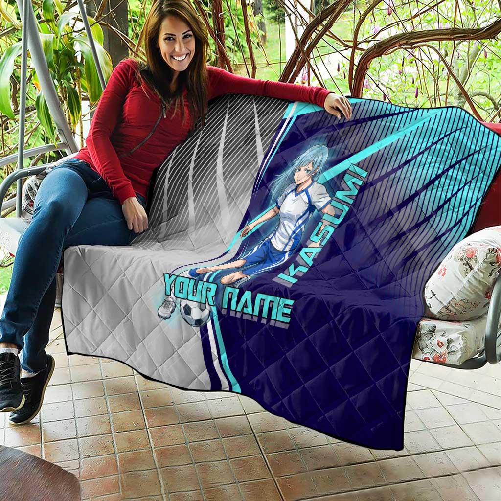 Personalized Miwa Kasumi Jujutsu Kaisen Quilt with Light Blue Accents and Action Pose