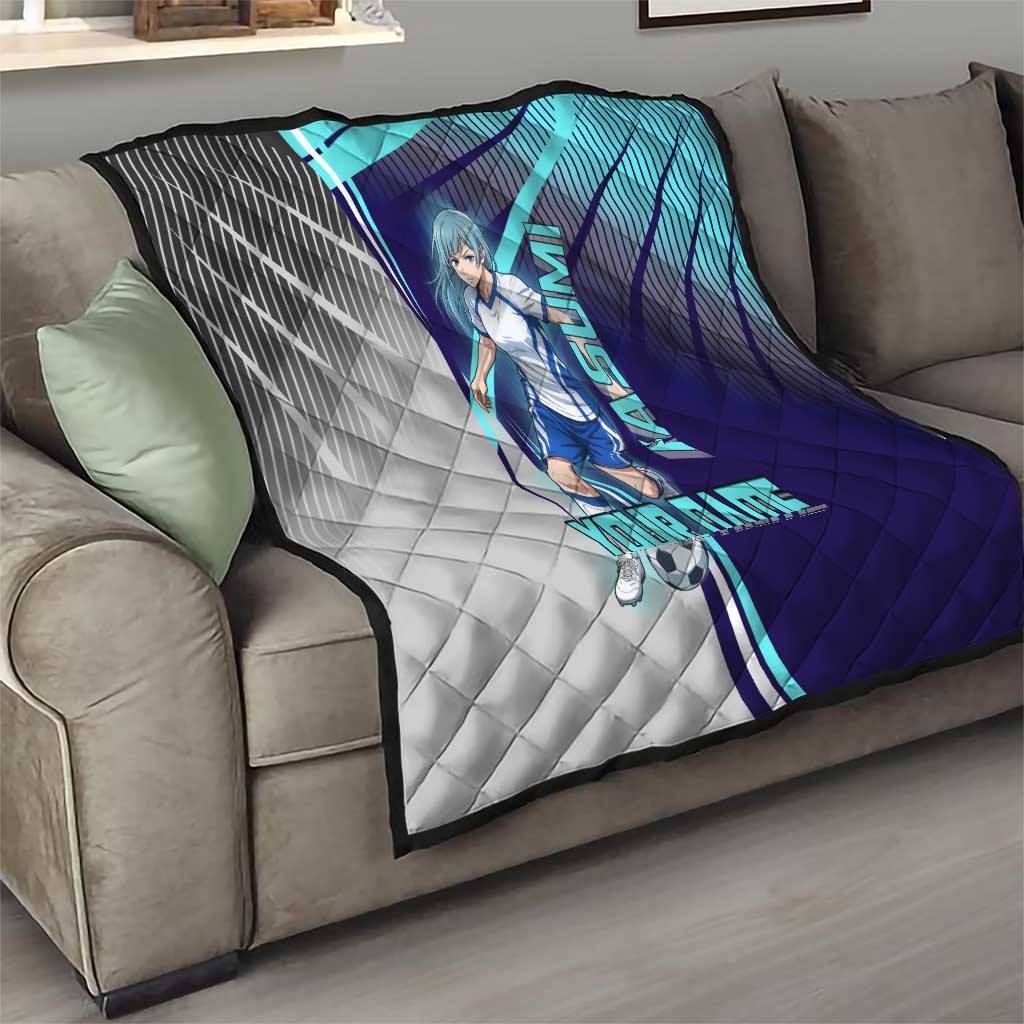 Personalized Miwa Kasumi Jujutsu Kaisen Quilt with Light Blue Accents and Action Pose