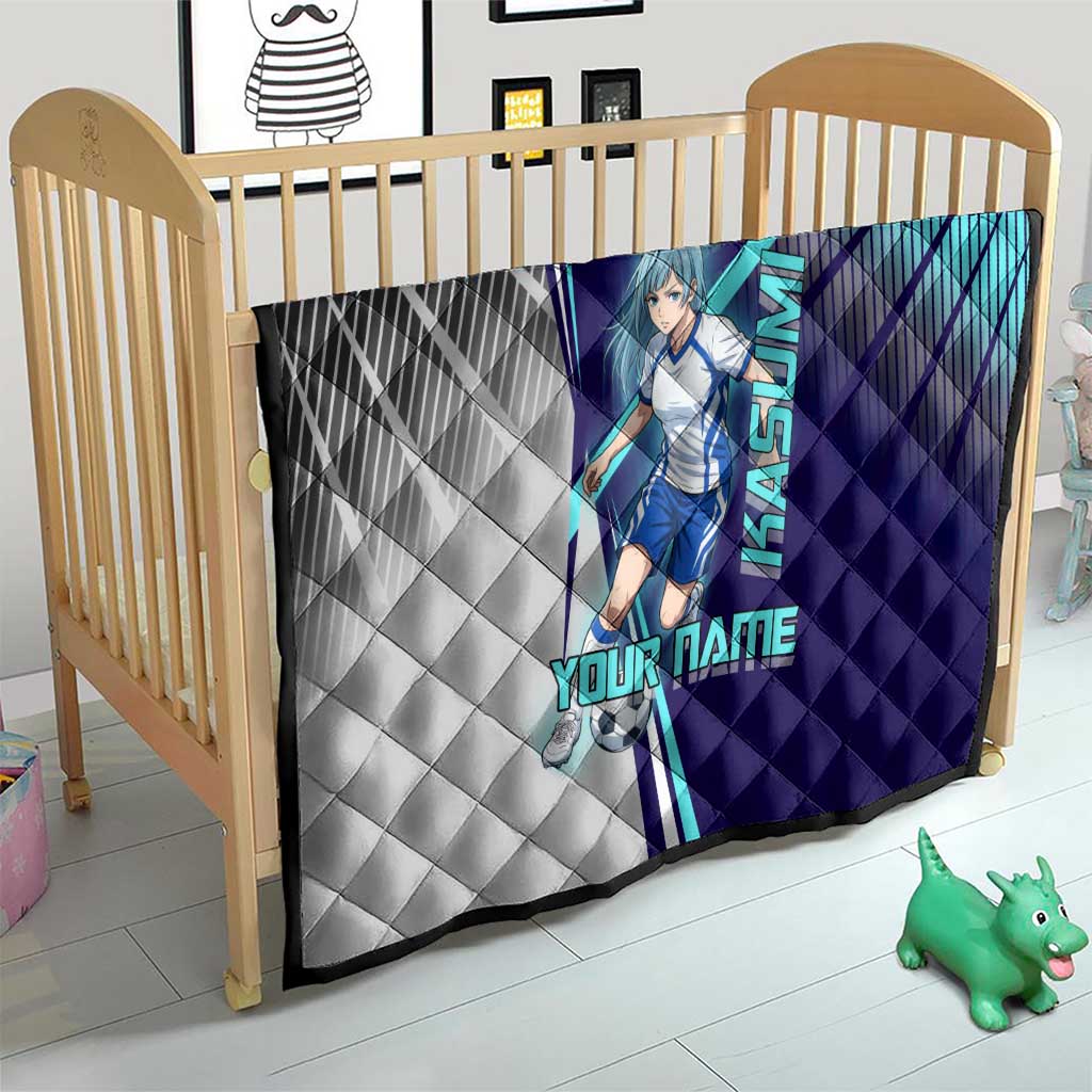 Personalized Miwa Kasumi Jujutsu Kaisen Quilt with Light Blue Accents and Action Pose
