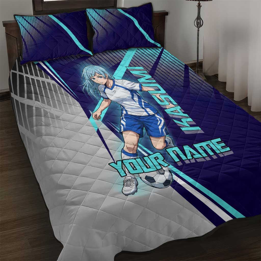 Personalized Miwa Kasumi Jujutsu Kaisen Quilt Bed Set with Light Blue Accents and Action Pose