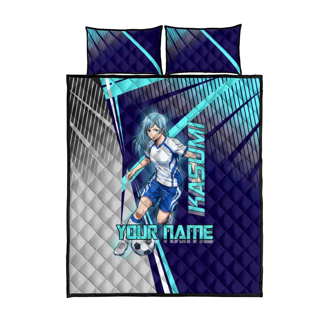 Personalized Miwa Kasumi Jujutsu Kaisen Quilt Bed Set with Light Blue Accents and Action Pose