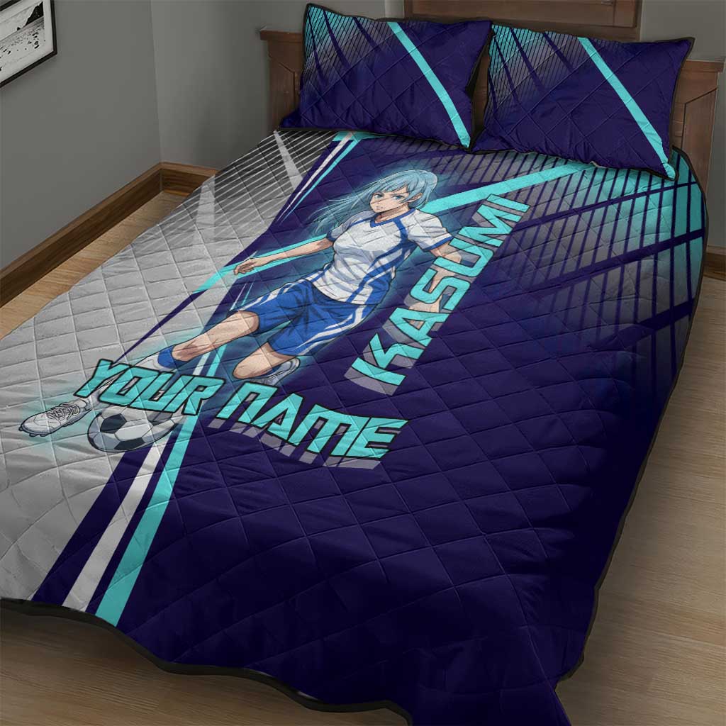 Personalized Miwa Kasumi Jujutsu Kaisen Quilt Bed Set with Light Blue Accents and Action Pose