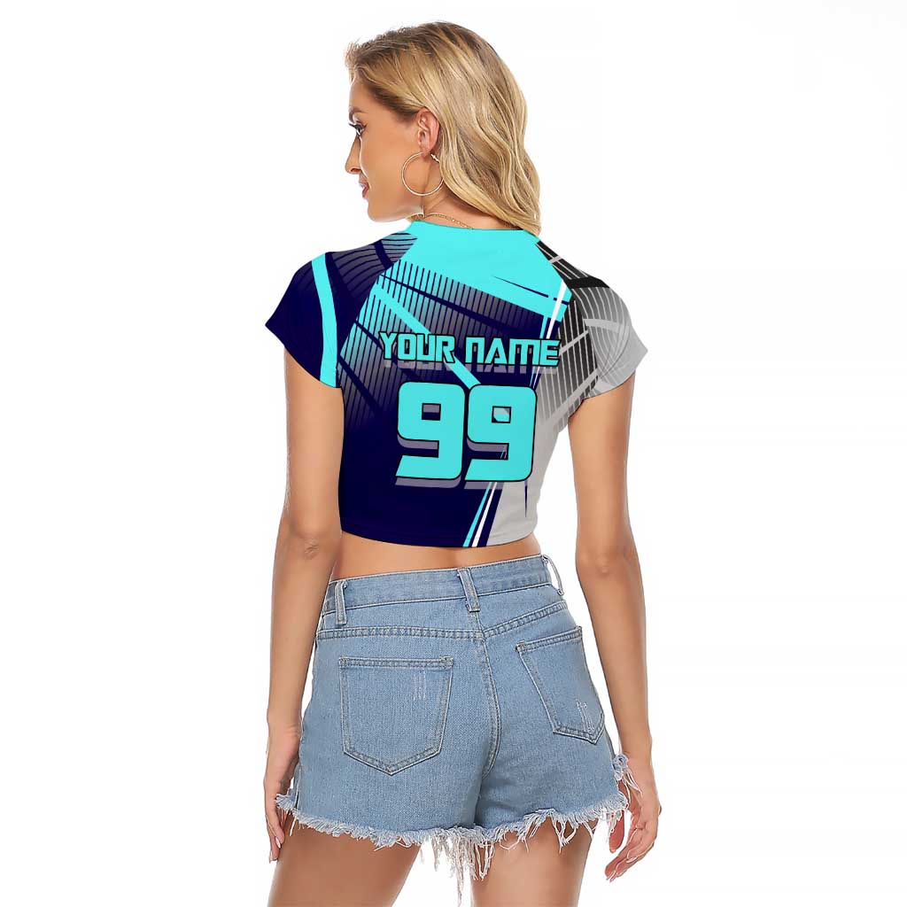 Personalized Miwa Kasumi Jujutsu Kaisen Raglan Cropped T Shirt with Light Blue Accents and Action Pose