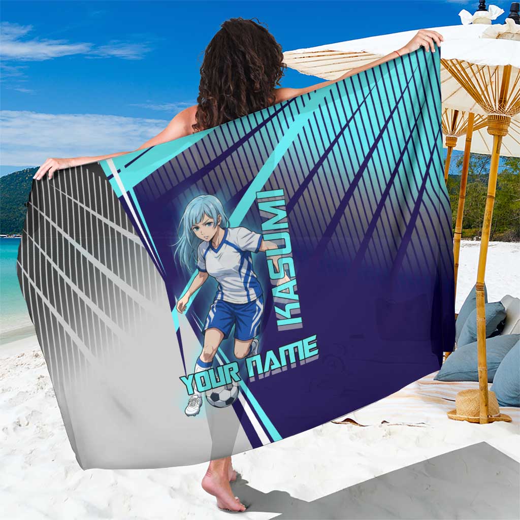 Personalized Miwa Kasumi Jujutsu Kaisen Sarong with Light Blue Accents and Action Pose