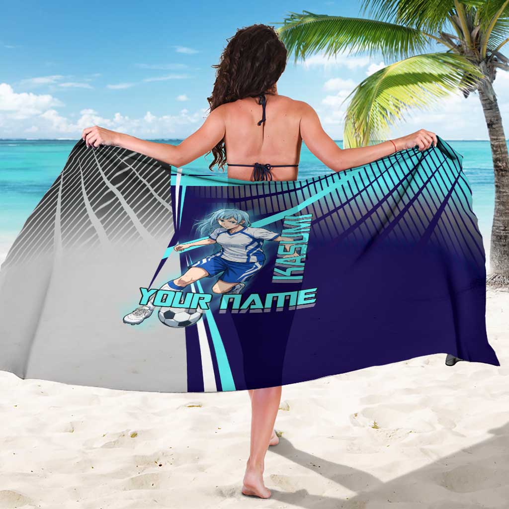 Personalized Miwa Kasumi Jujutsu Kaisen Sarong with Light Blue Accents and Action Pose