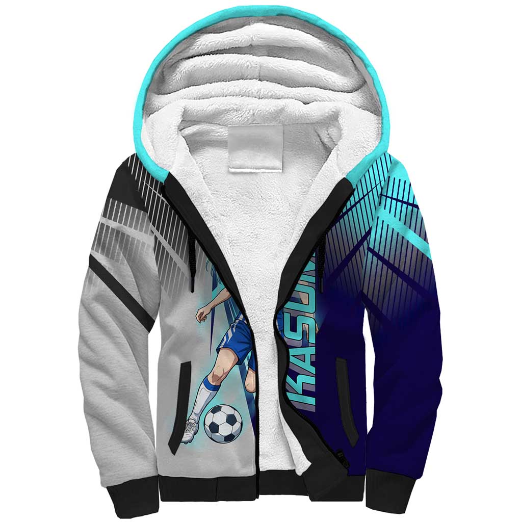 Personalized Miwa Kasumi Jujutsu Kaisen Sherpa Hoodie with Light Blue Accents and Action Pose