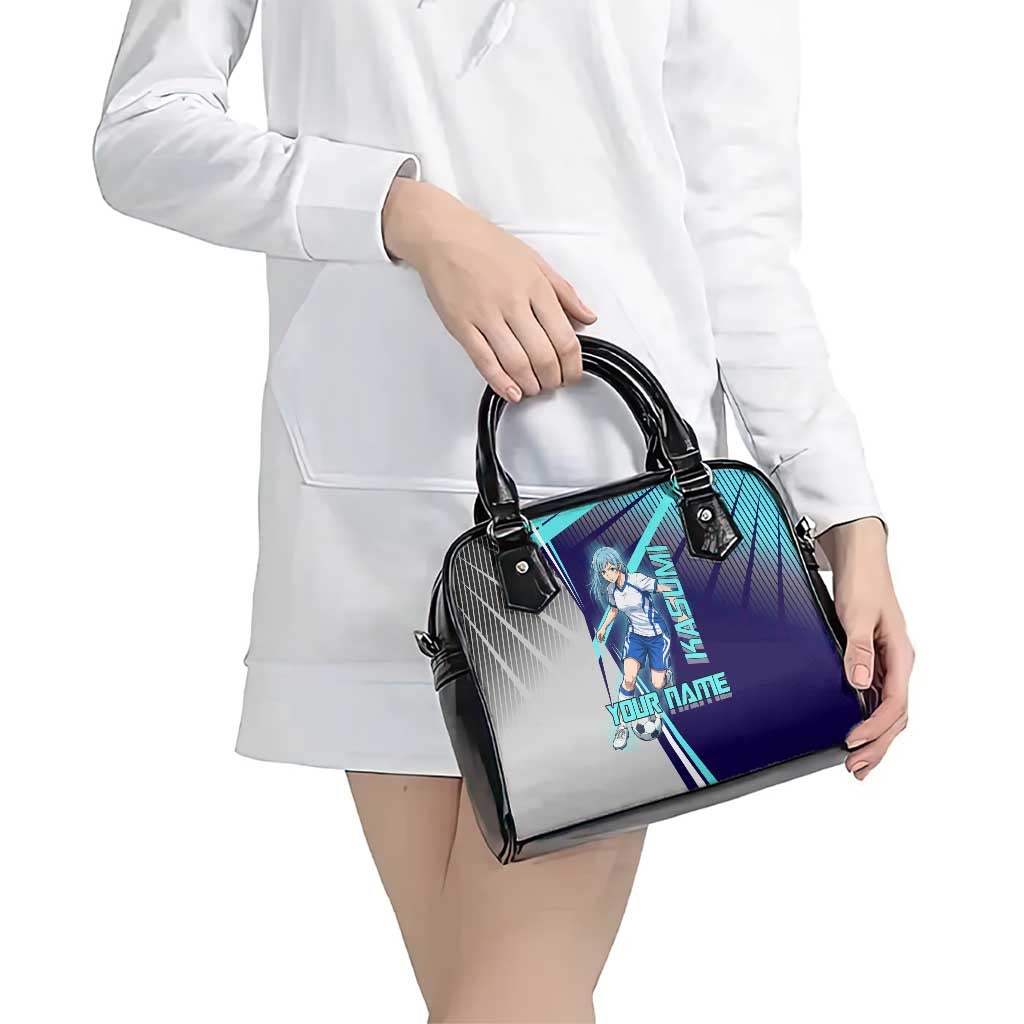 Personalized Miwa Kasumi Jujutsu Kaisen Shoulder Handbag with Light Blue Accents and Action Pose