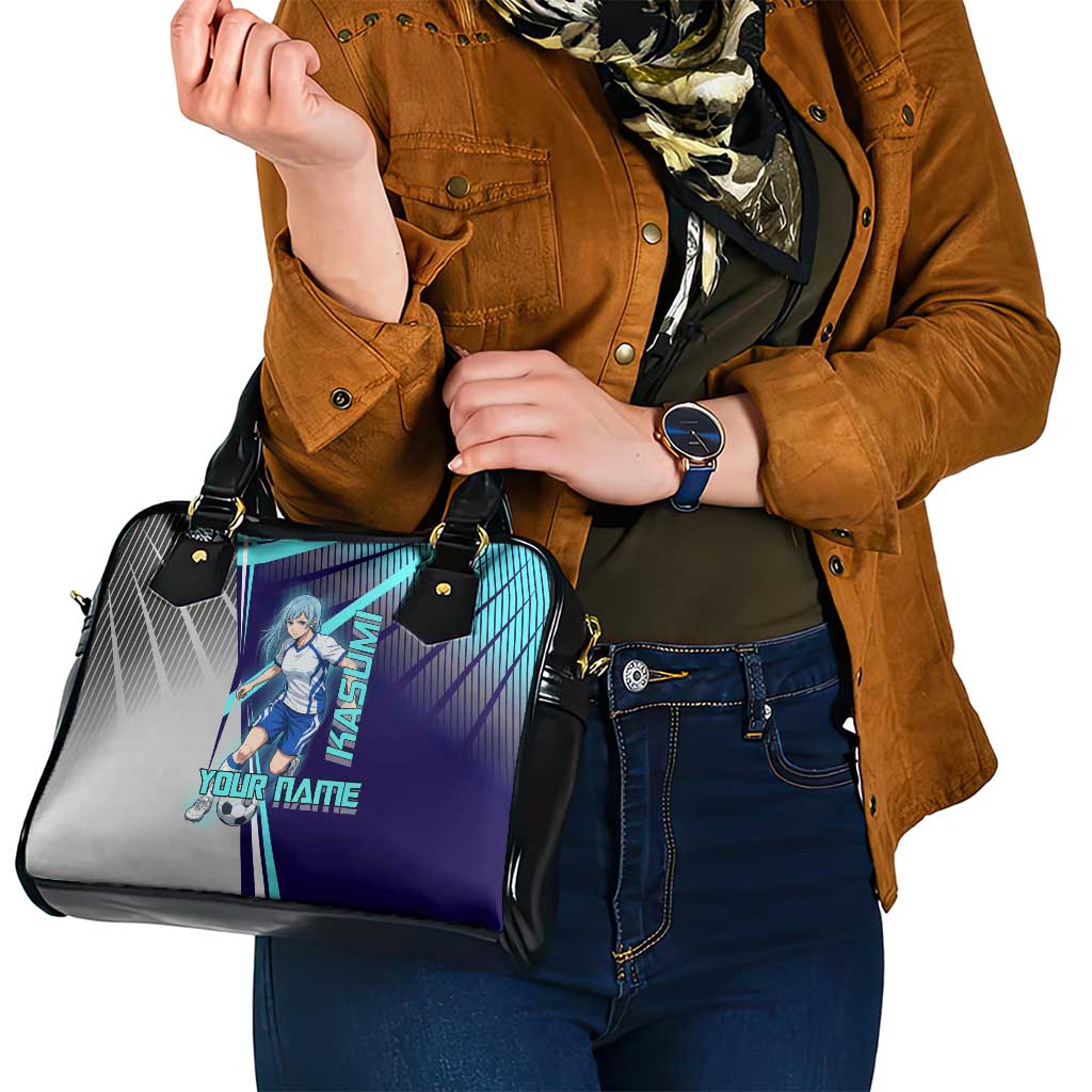 Personalized Miwa Kasumi Jujutsu Kaisen Shoulder Handbag with Light Blue Accents and Action Pose