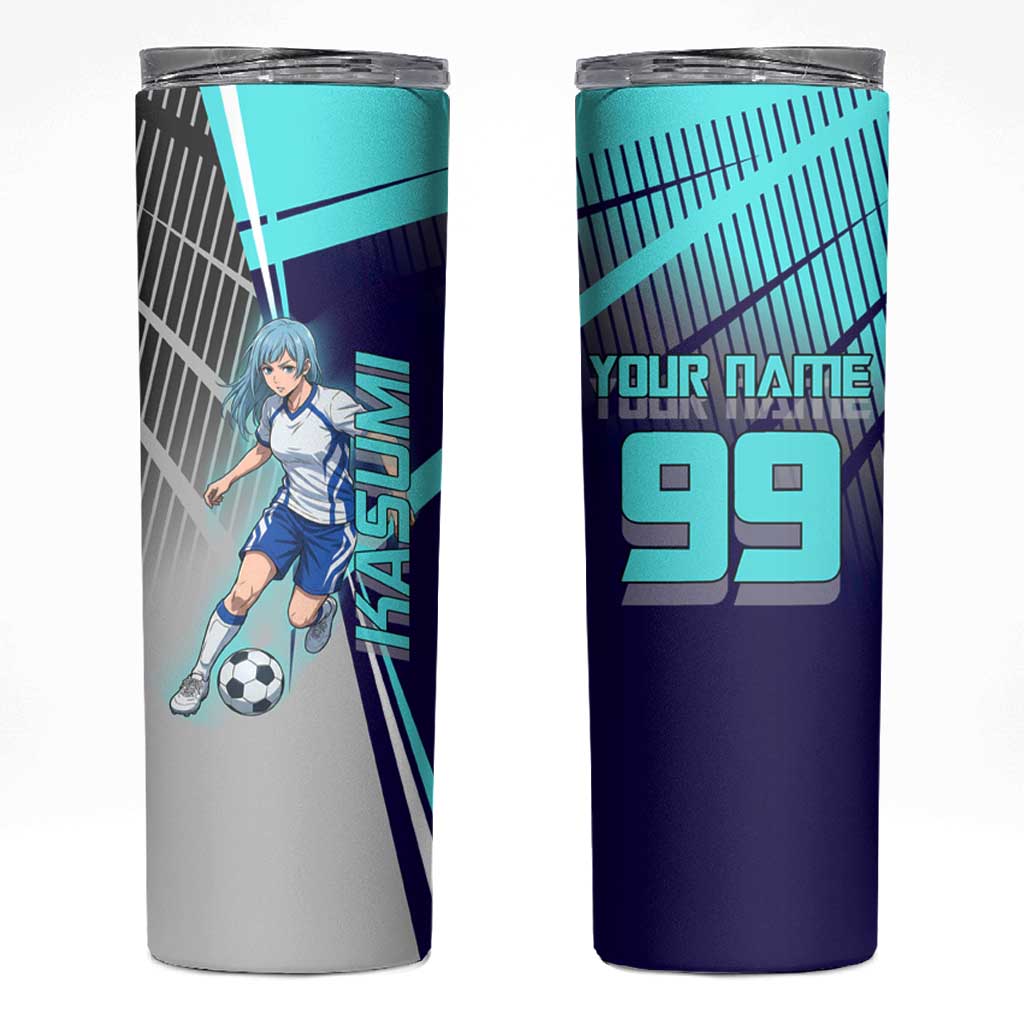 Personalized Miwa Kasumi Jujutsu Kaisen Skinny Tumbler with Light Blue Accents and Action Pose