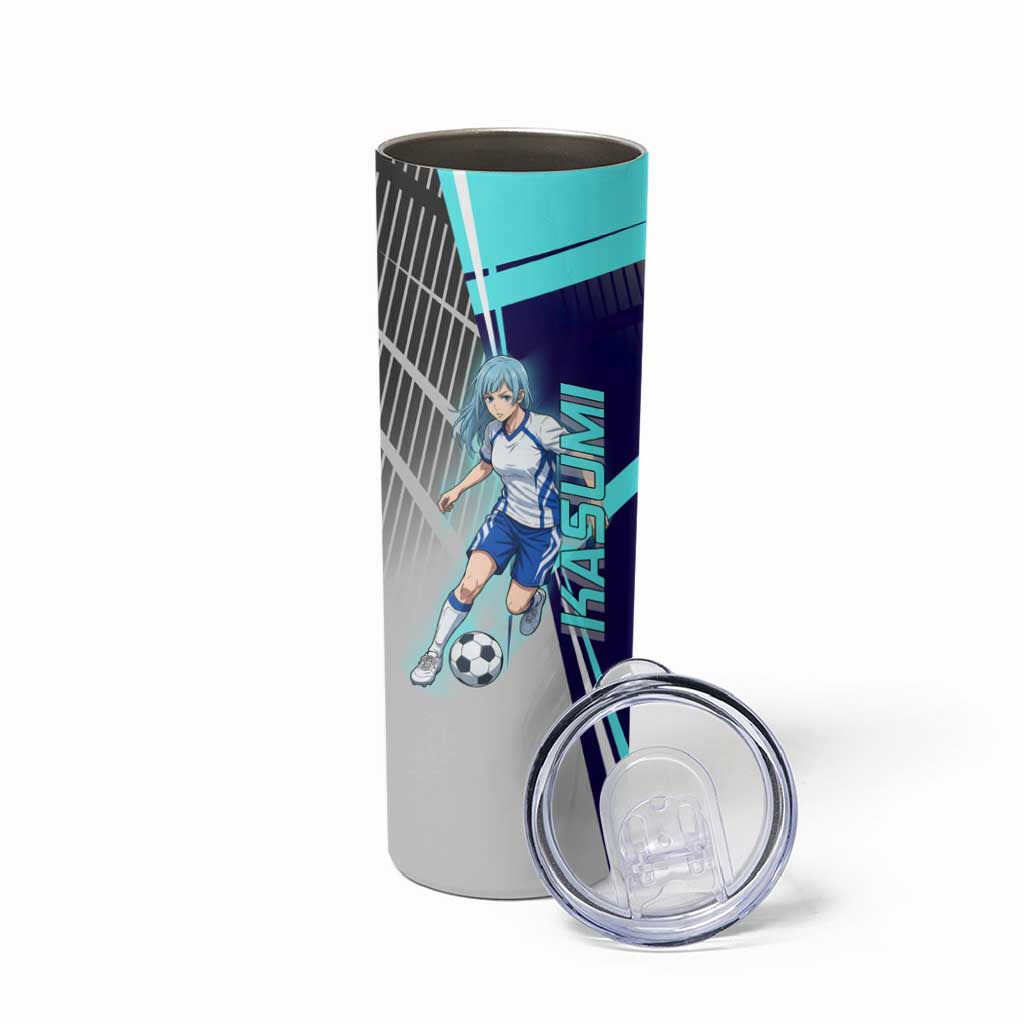 Personalized Miwa Kasumi Jujutsu Kaisen Skinny Tumbler with Light Blue Accents and Action Pose