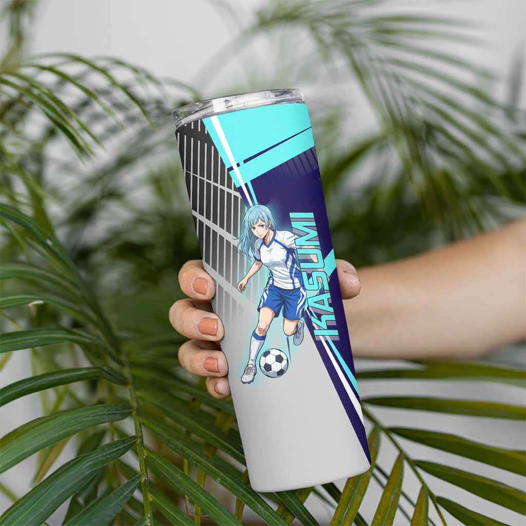 Personalized Miwa Kasumi Jujutsu Kaisen Skinny Tumbler with Light Blue Accents and Action Pose