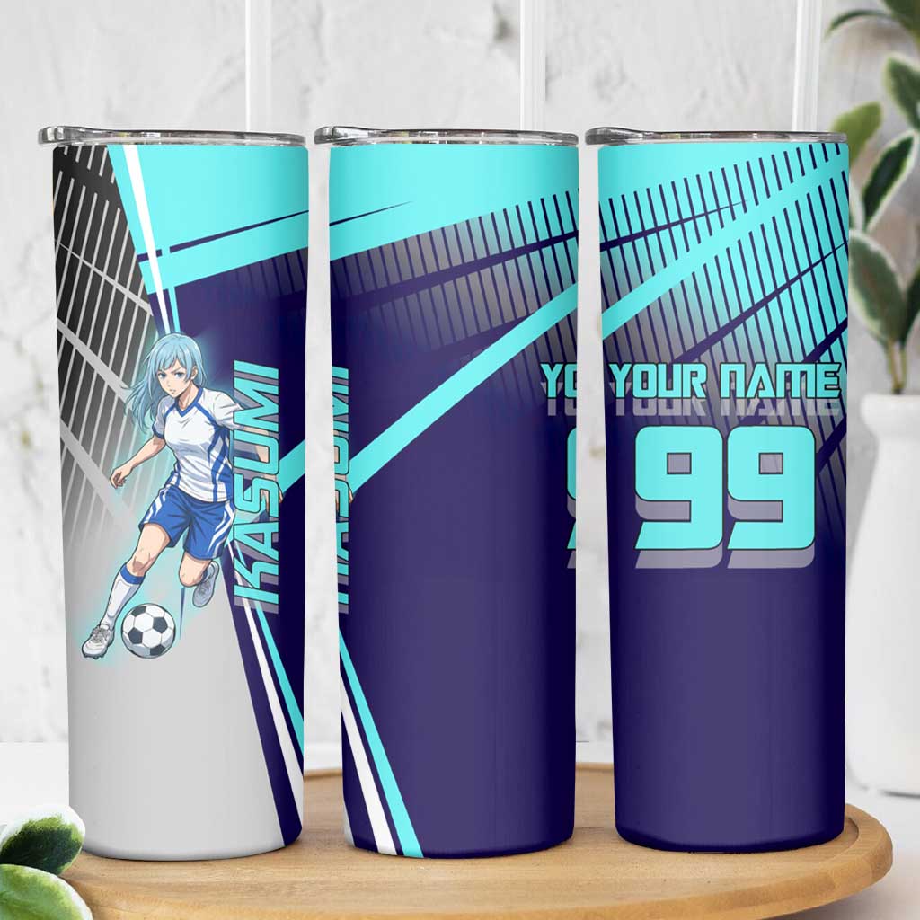 Personalized Miwa Kasumi Jujutsu Kaisen Skinny Tumbler with Light Blue Accents and Action Pose