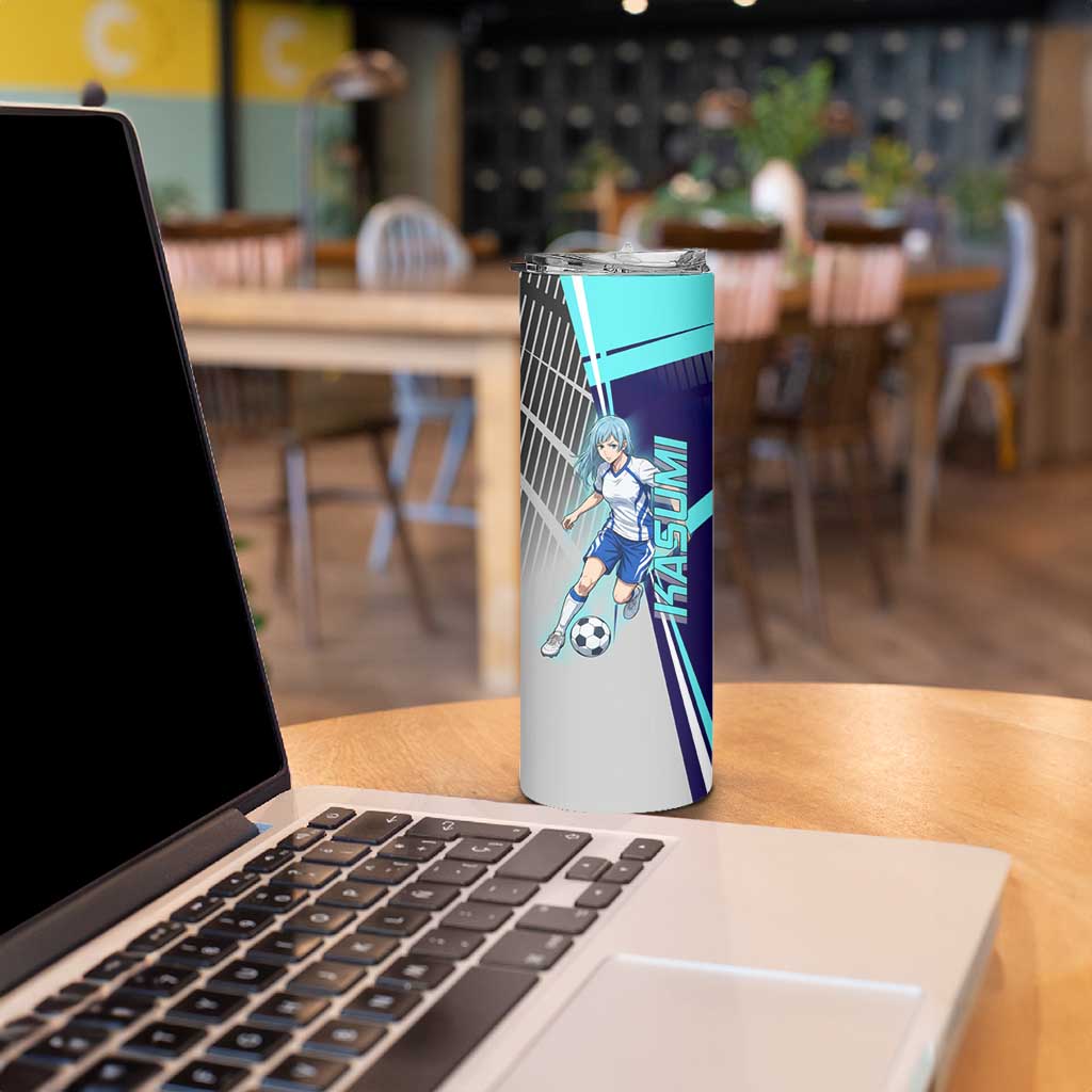 Personalized Miwa Kasumi Jujutsu Kaisen Skinny Tumbler with Light Blue Accents and Action Pose