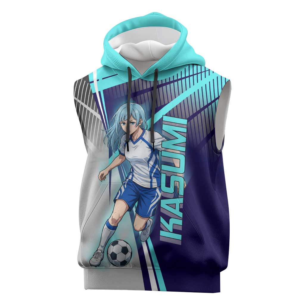 Personalized Miwa Kasumi Jujutsu Kaisen Sleeveless Hoodie with Light Blue Accents and Action Pose