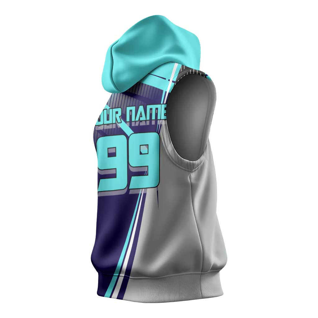 Personalized Miwa Kasumi Jujutsu Kaisen Sleeveless Hoodie with Light Blue Accents and Action Pose