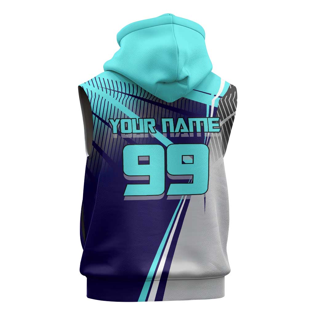 Personalized Miwa Kasumi Jujutsu Kaisen Sleeveless Zip Hoodie with Light Blue Accents and Action Pose