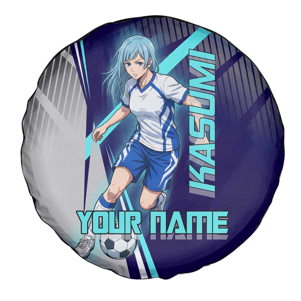Personalized Miwa Kasumi Jujutsu Kaisen Spare Tire Cover with Light Blue Accents and Action Pose