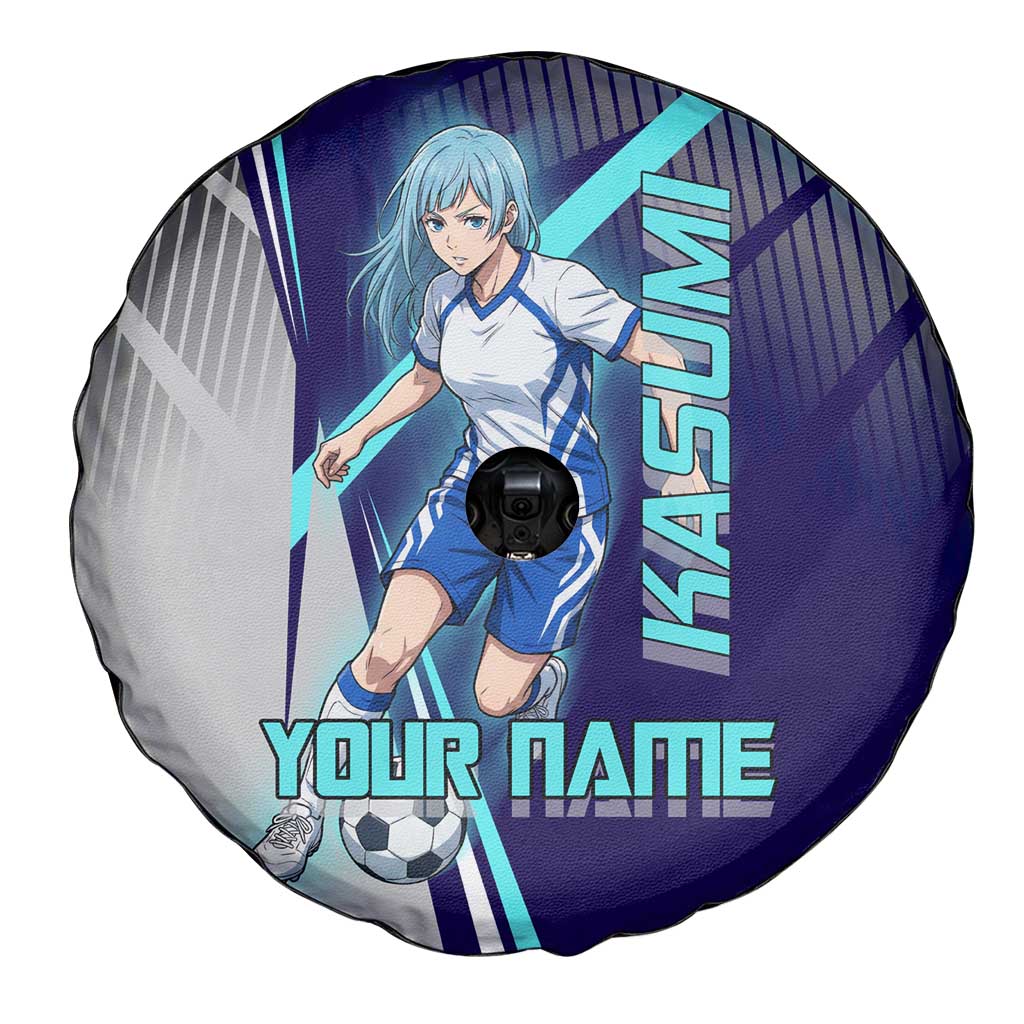 Personalized Miwa Kasumi Jujutsu Kaisen Spare Tire Cover with Light Blue Accents and Action Pose