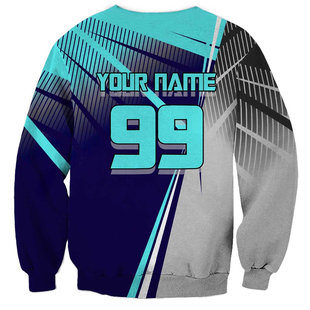 Personalized Miwa Kasumi Jujutsu Kaisen Sweatshirt with Light Blue Accents and Action Pose