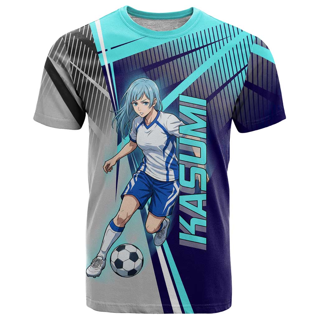 Personalized Miwa Kasumi Jujutsu Kaisen T Shirt with Light Blue Accents and Action Pose