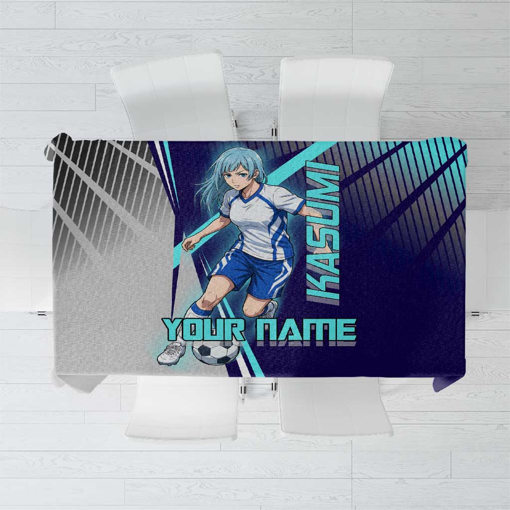 Personalized Miwa Kasumi Jujutsu Kaisen Tablecloth with Light Blue Accents and Action Pose