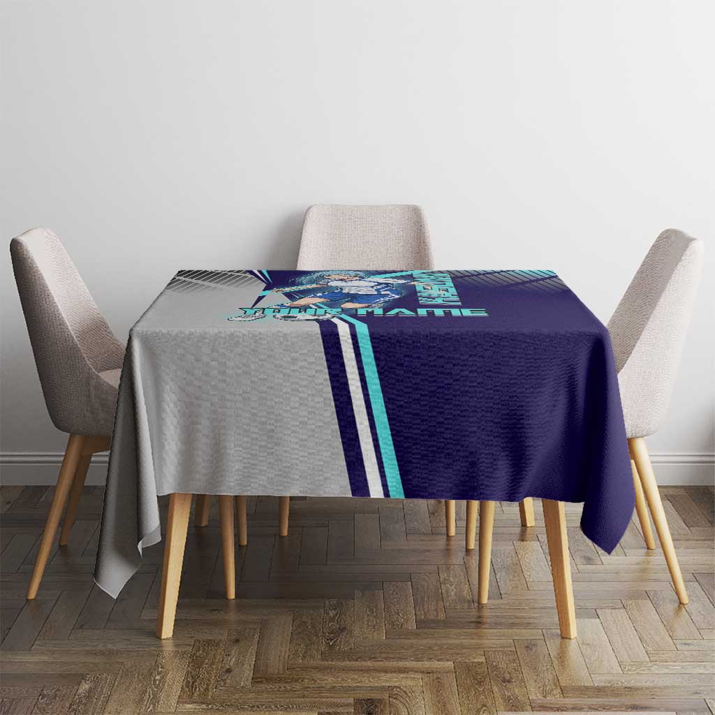 Personalized Miwa Kasumi Jujutsu Kaisen Tablecloth with Light Blue Accents and Action Pose